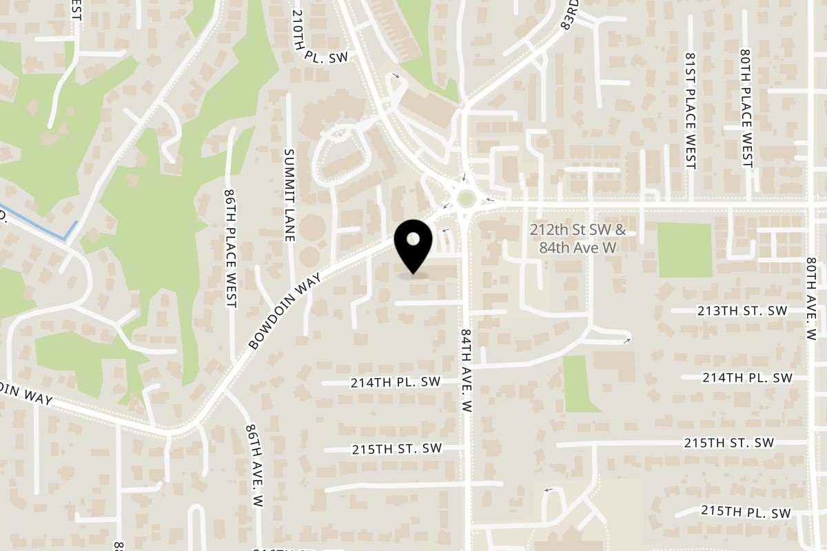 Map showing the location of Flyin Taco on 8420 Bowdoin Way in Edmonds